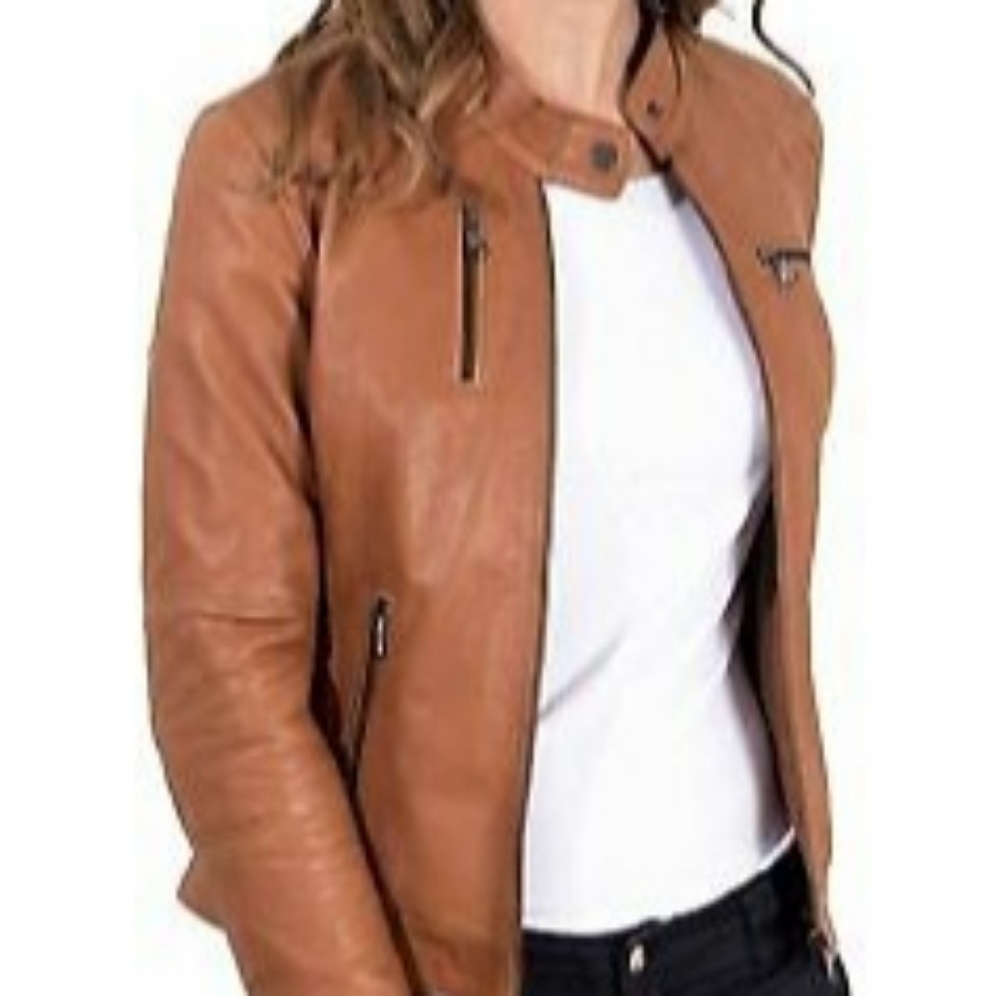 Women’s brown leather jacket